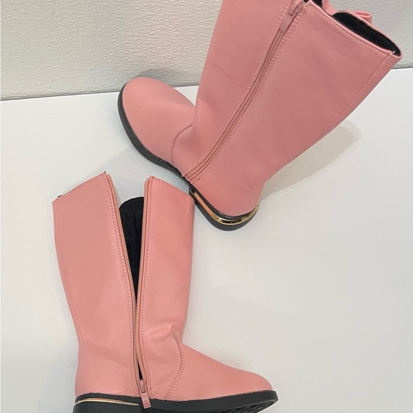 Kids Pink Bow Lace Riding Boots - Picture 4 of 8